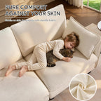 Ihanherry 139" Oversized V-Shaped Modular Sectional Couch, 9-Seater Cloud Sofa with Corner & Movable Ottoman, Large Cushions, Chenille Deep Seat Living Room Furniture Set, Beige