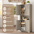 GarveeHome Tall Storage Cabinet, 70 in Kitchen Pantry Cabinet with Doors and Adjustable Shelves, Rustic Wooden Cupboard for Dining Room, Living Room,Gray