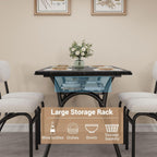 GarveeHome 5-Piece Dining Table Set for 4, Modern Kitchen Table with 4 Boucle Chairs, Rectangular Dining Table with Storage Shelf & Marble Tabletop, Home Dining Furniture for Small Space, Beige+Black