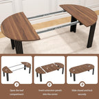 Epecoya Round Extendable Dining Table for 4-8 People, 43"-78" Wooden Oval Dining Room Table with Leaf Extension, Farmhouse Expandable Kitchen Table for Apartment, Living Room, Walnut Black