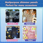 Qcity Silver Shimmer Wall Backdrop 48PCS, Black Back Not See-Through Design, Square Sequin Glitter Backdrop Panel, Perfect for Outdoor Events, Birthdays, Wedding and Party Decoration