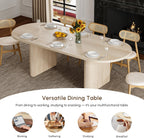 homary Oval Extendable Dining Table 79"–94", Japandi Wooden Dining Table for 6–10, Solid Wood Kitchen & Dining Room Table with Double Pedestal Base (Table Only)