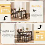 Shahoo Kitchen Table and 2 Chairs for 4 with Bench, 4 Piece Dining Sets for Small Space,Deep Brown