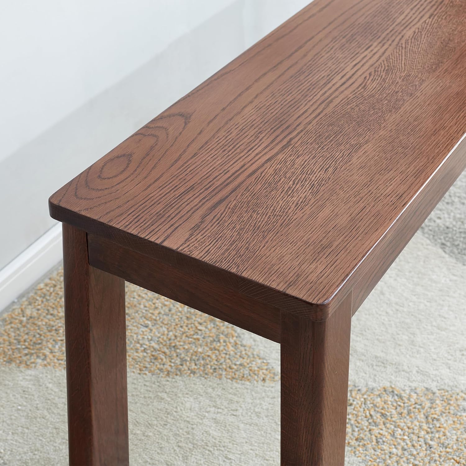 KEIKI Dinning Bench, 47.2" L Wood Dining Bench Indoor, Farmhouse Kitchen Table Bench for Kitchen, Living Room, Entryway, Walnut