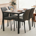 Modern Dining Chairs Set of 4, PU Leather Comfortable Upholstered Dining Room Kitchen Side Chair with Black Metal Legs for Living Room Restaurant, Waterproof, Space-Saving (Grey)