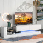 BAMACAR White TV Stand - Long Entertainment Center for 70-80 Inch TVs with Storage