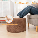 Asuprui Round Ottoman Pouf Foot Stool, Coffee 20x14 in,Sofa Couch Foot Rest | All-One Foam Pouf, Ottoman Coffee Table,Foot Rest for Chair,Remov.Cover, Perfect for Living Room Bedroom Dorm or Wedding Gift
