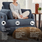 Signature Design by Ashley Modmax Swivel Glider Recliner, Hidden Storage & Washable Bolsters, Next-Gen Nuvella Performance Fabric, Modern Chair for Living Room or Office, Ink Blue