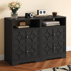 RoyalCraft Nightstand Set of 2, Large Night Stand with Charging Station, Modern Side Table with 2 Drawers, Accent End Table, Storage Cabinet for Bedroom, Entryway, Black