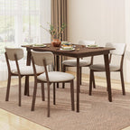 Giantex Dining Table for 4, 48" Rectangular Wooden Kitchen Table with Solid Rubber Wood Legs, Mid Century Modern Dinner Table for Dinette, Living Room, Home Office (Brown)
