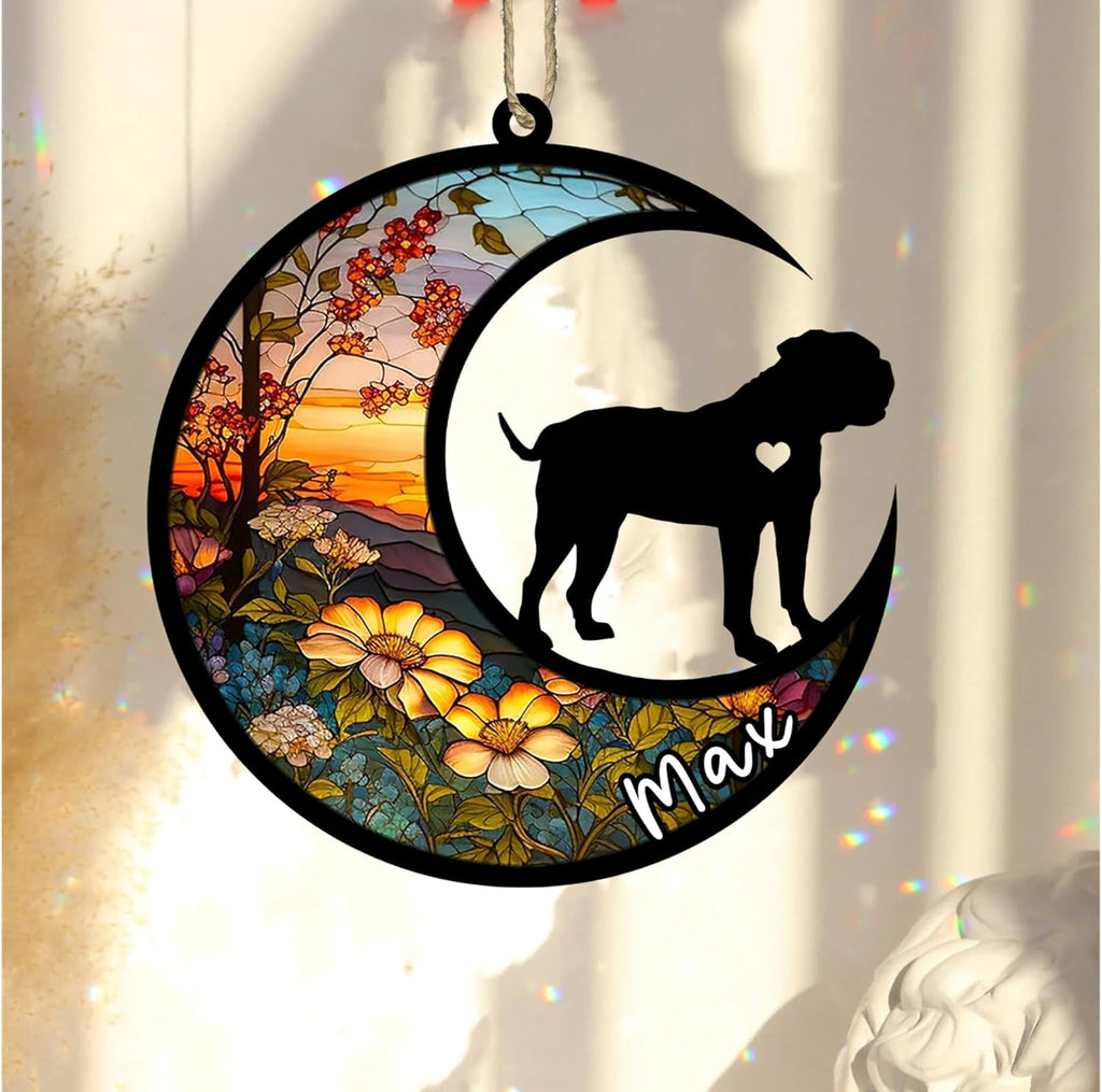 Personalized Dog Memorial, Custom Name American Bulldog Dog Christmas Ornament with Name, Custom Breeds, Pet Loss Light Catcher, Gifts for Lovers Loss of Pet Sympathy on Mothers Day Christmas