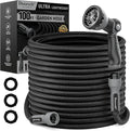 Garden Hose, Flexible Ultra Lightweight Durable, Kink-Free Water Hose with 10 Function Sprayer - Non-Shrinking, Easy to Store, All-Weather, High-Pressure, Black (100 FT)