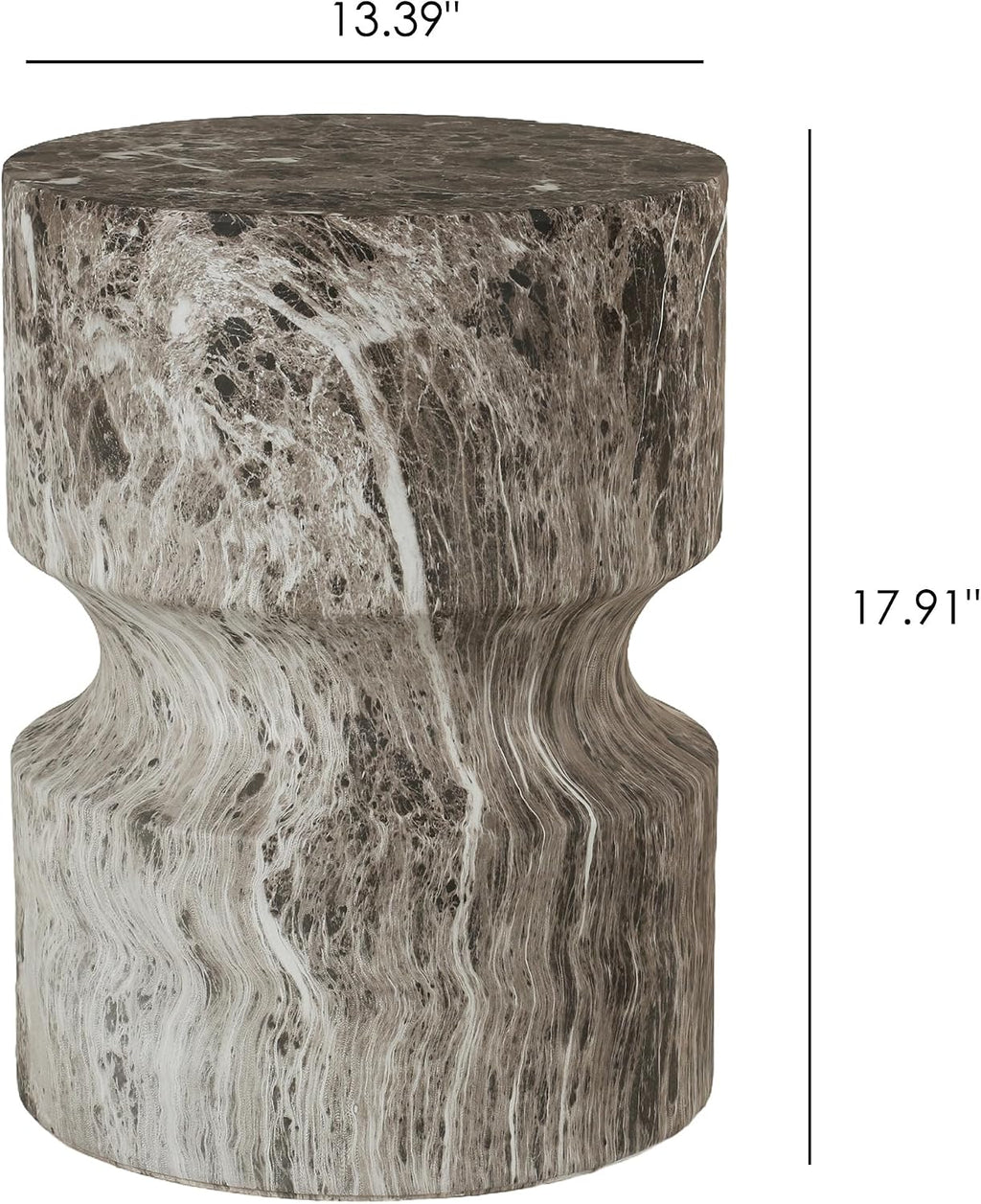 Modern End Table Cylindrical Side Table for Living Room,Farmhouse Nightstand with Faux Marble Texture and Magnesium Oxide Material for Small Space Living Room, Bedroom