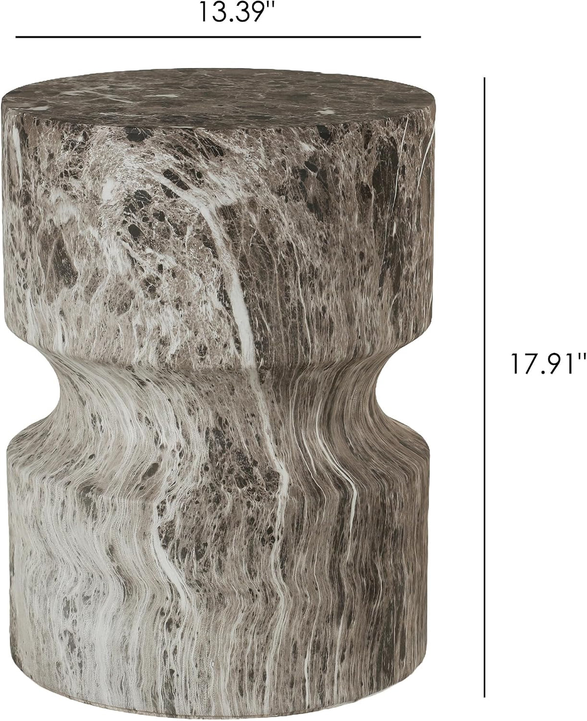 Modern End Table Cylindrical Side Table for Living Room,Farmhouse Nightstand with Faux Marble Texture and Magnesium Oxide Material for Small Space Living Room, Bedroom