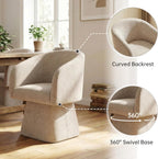 VKNOW Upholstered Swivel Dining Chairs Set of 2, Modern Dining Room Chairs with Barrel Back, Accent Arm Chair for Dining Room, Living Room, Bedroom, Vanity, Khaki