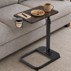 facka Adjustable C-Shaped TV Tray Table 18-32 Inch Height Couch Table | 15.8 x 11.8 Top, Metal Frame Side Table for Sofa, C Table, TV Dinner Tray Table, Laptop Snack Table for Small Spaces Brown