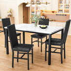 Hooseng Dining Table Set for 4, 5-Piece Faux Marble Dinner Table Set with 4 Upholstered PU Leather Chairs Kitchen Table Chairs Set Modern Space-Saving Dinette Set for Breakfast Nook Apartment Black
