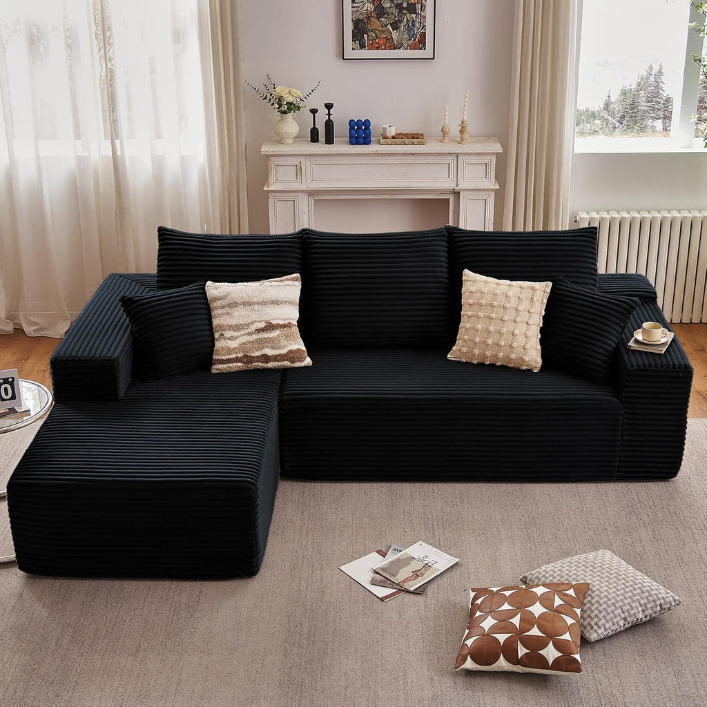 95" Cloud Sectional Couch with L-Shape Chaise, Modern Cloud Couch with Deep Seat, Modular Sectional Couches for Living Room, Apartment, Office, No Assembly Required