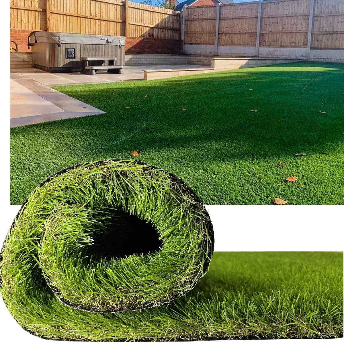 Petgrow Luxurious Artificial Grass Realistic Turf 10 X 13 Feet,1.57 Inch Pile Height Ultrathick Indoor/Outdoor Dog Fake Faux Grass,Synthetic Grass Rug Garden Landscape Patio,Drainage Holes