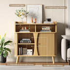 Decofy 39" Buffet Sideboard Cabinet, Mid Century Modern Console Cabinet with Roller Shutter Sliding Doors & Adjustable Shelves for Kitchen Cabinets, Living Room, Entryway, Coffee Bar Cabinet (Oak)
