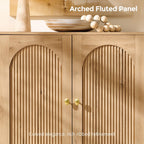 IFBUY Modern Sideboard Buffet Cabinet, 61.75" W Fluted Arched Buffet Cabinet with Storage and Adjustable Shelves, Wooden Modular Coffee Bar Cabinets for Kitchen, Entryway, Natural