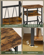 CHOEZON Record Player Stand with Power Outlet, Vinyl Record Storage Side Table, 19" Large Tabletop, Charging Station & Crossed Frame Design for Turntable, Rustic Brown and Black TBZ48UBF