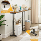 Dicasser 2 Pack Narrow Console Sofa Table with Adjustable Height (22"-33") & 2 Power Outlets, Skinny Behind Couch Table for Living Room Entryway Hallway, 79" L x 7" W x 33" H (Rustic Brown)