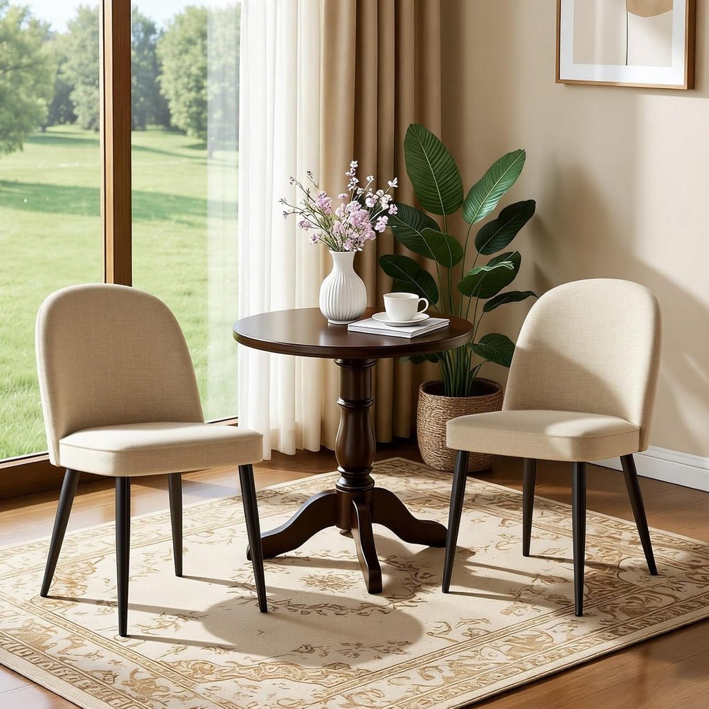Upholstered Dining Chairs Set of 6, Comfortable Chenille Fabric Kitchen Chairs with High Back & Metal Legs, Modern Dinner Chair for Dining Room Restaurant Hotel Cafe, Beige