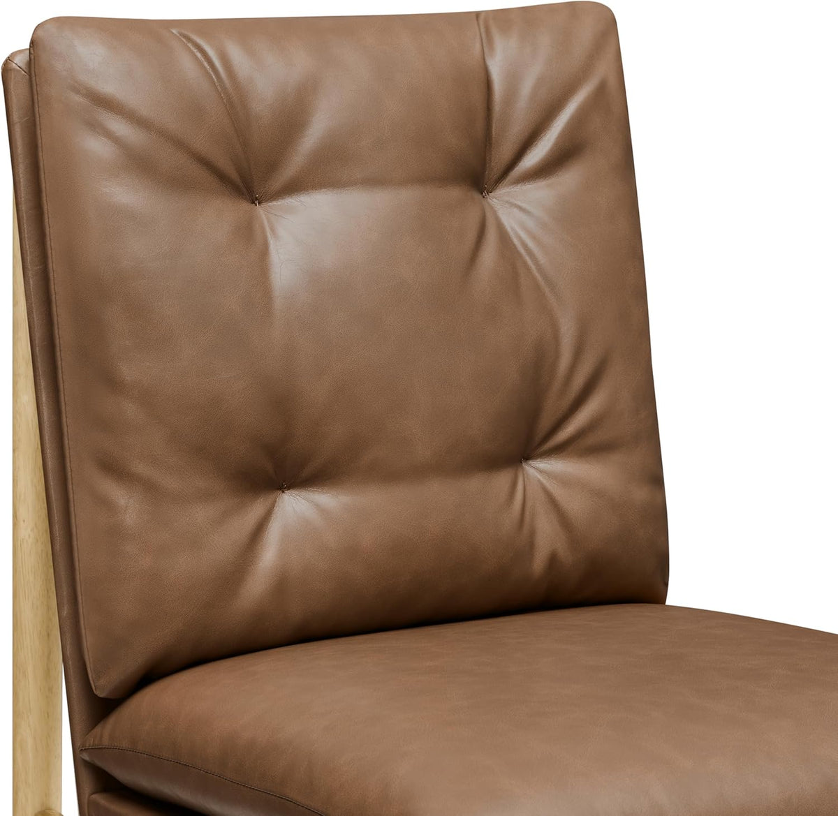 CHITA Dining Chairs Set of 2, Mid Century Modern Upholstered Kitchen Chairs with FSC-Certified Rubberwood Legs & Padded Seats,Saddle Brown