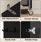IRONCK Narrow Kitchen Pantry Storage Cabinet, 72" Slim Single Door with 6 Adjustable Shelves, Door Rack and Wheels, Space Saving Freestanding Storage Floor Cabinet for Small Place, Black