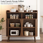 Decofy 39" Buffet Sideboard Cabinet, Mid Century Modern Console Cabinet with Roller Shutter Sliding Doors & Adjustable Shelves for Kitchen Cabinets, Living Room, Entryway, Coffee Bar Cabinet (Walnut)