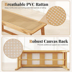 Giantex 39.5" Bamboo Dining Bench with Handwoven Rattan Seat, 600lbs Capacity, Shoe Ottoman, Kitchen Table Bench for Indoor Outdoor, Bedroom, Bathroom, Front Door, End of Bed, Entryway (Natural)