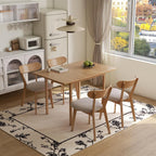 31"-47" Foldable Dining Table and Chairs Set for 4, Solid Wood Extendable Kitchen Table with Oak Wood Legs, Space-Saving Dinner Tables for Living Room, Kitchen(Original, 1table+4cushion chairs-YA)