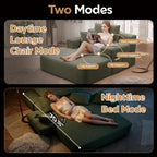 60.2 Inch Chaise Lounge Chair Indoor, Oversized Chaise Lounge with Adjustable Backrest and Armrests, Luxurious Corduroy Convertible Sofa Bed with Storage Pocket for Small Spaces, Apartment (Green)