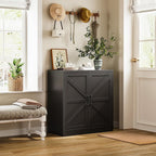 36" Metal Storage Cabinet, Farmhouse Kitchen Pantry Cabinet with Doors and Adjustable Shelves, Sideboard Buffet Cabinet,Short Storage Cabinets for Dining/Bathroom/Living/Room,Entryway, Black