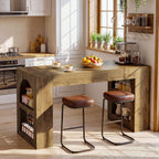 Tribesigns 63-Inch Kitchen Island with Storage, Farmhouse Stationary Island Table with Large Countertop, Counter Height Coffee Bar Unit for Kitchen, Living Room, Basement