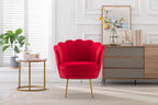 Modern Accent Velvet Chairs Comfy Upholstered Vanity Chairs for Bedroom Armchair Dining Chairs with Golden Metal Legs Desk Chair Makeup Chairs for Living Room （red）