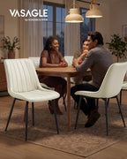VASAGLE Dining Chairs Set of 4, Upholstered Kitchen Chairs, Synthetic Leather, Max. Load 264 lb, Steel Legs, Curved Backrest, for Dining Room, Cloud White and Ink Black ULDC090WH02-2J