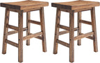 Alaterre Durango Solid Wood Rustic Bar Stool Set of 2, Natural, 26-Inch | Counter Height Backless Barstool Kitchen Seating with Saddle Seat, Barstools for Kitchen and Home Bar