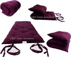 D&D Futon Furniture Cotton/Foam Traditional Japanese/Thai Floor Rolling Futon Mattresses, Yoga Meditation Mats, 3x30x80 Burgundy