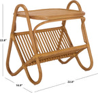 SAFAVIEH Couture Collection - Bayard Natural Rattan Accent Table, Side Table with Magazine Holder, Tropical Coastal Design, Fully Assembled (CWK3017A)