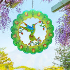 Hummingbird Wind Spinners Hummingbird Gifts for Women/Men 12 inch 3D Stainless Steel Hanging Wind Spinner Metal Bird Wind Catchers Kinetic Sculpture for Indoor/Outdoor Decor,Yard Art,Garden Decoration