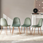 Howtek Dining Chairs Set of 4, Mid Century Modern Green Velvet Upholstered Kitchen Chairs with Backrest & Metal Legs for Living Room, Dining Room, Vanity