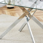 51in Glass Dining Table,Rectangular Kitchen Table for 4 Person with 0.39'' Tempered Glass Table Top and X-Design Metal Base,Modern Kitchen Dining Room Table for Home, Kitchen