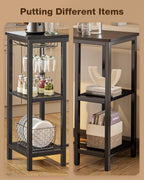 Qsun Small Bar Table Set for 2 | Kitchen Table for 2 with 2 Storage Shelves & Wine Glass Holder, Dining Table for Small Apartment, Dining Room