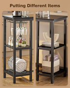 Small Bar Table Set for 2, Bar Table and Chair Set for 2, Kitchen Table for 2 with 2 Storage Shelves & Wine Glass Holder, Dining Table for Small Apartment, Dining Room, Black