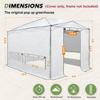 EAGLE PEAK Woven Replacement Cover for 12x8 Portable Walk-in Pop up Greenhouse, Front and Rear Roll-Up Zipper Entry Doors and 4 Roll-Up Side Windows (Frame Not Included), White