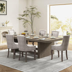 Upholstered Dining Chairs Set of 2, Beige Fabric Kitchen Chair with Nailhead Trim, Farmhouse High Back Kitchen & Dining Room Chairs, Solid Wood Legs, Sillas de Comedor (Beige, 2 Pcs)