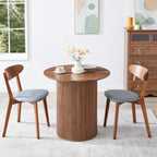 AVZEAR 31.5" Round Dining Table for 2 People, Small Kitchen Dinner Table with Fluted Wood Base, Farmhouse Circle Dining Tables for Home, Kitchen, Dining Room, Living Room (Walnut)