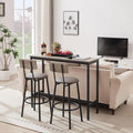 43.31" Bar Table Set for 2, Counter Height Dining Table with PU Upholstered Bar Stools and Backrests, Space-Saving Small Kitchen Table for Breakfast Nook,Grey